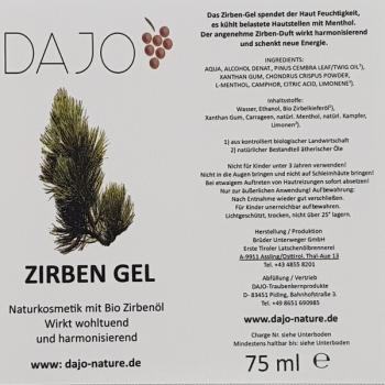 DAJO Zirben Gel mit ätherischem Öl der Zirbe 0,75ml